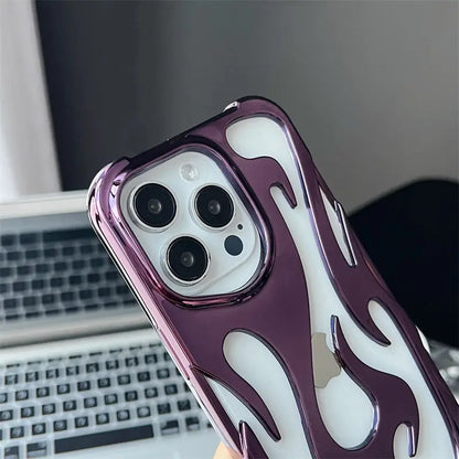 D Flame Hollow Slim Phone Case | Shockproof & Stylish for iPhone 14 PRO MAX & PLUS MODELS