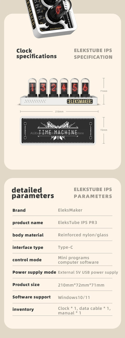 EleksMaker EleksTube IPS Retro Glow Nixie-Style Clock