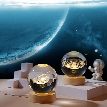 "3D Galaxy Crystal Ball Lamp – Planetary Projection Night Light with USB for Cozy Ambiance"