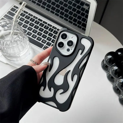 D Flame Hollow Slim Phone Case | Shockproof & Stylish for iPhone 14 PRO MAX & PLUS MODELS