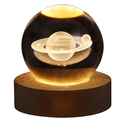 "3D Galaxy Crystal Ball Lamp – Planetary Projection Night Light with USB for Cozy Ambiance"