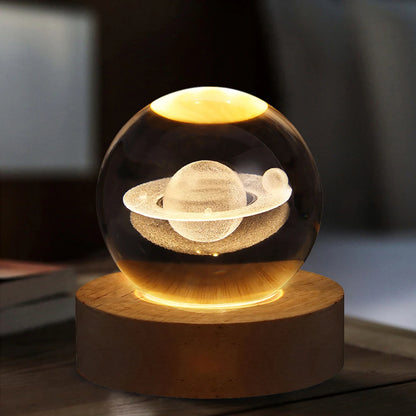 "3D Galaxy Crystal Ball Lamp – Planetary Projection Night Light with USB for Cozy Ambiance"