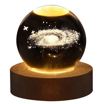 "3D Galaxy Crystal Ball Lamp – Planetary Projection Night Light with USB for Cozy Ambiance"