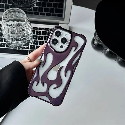 D Flame Hollow Slim Phone Case | Shockproof & Stylish for iPhone 14 PRO MAX & PLUS MODELS