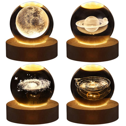 "3D Galaxy Crystal Ball Lamp – Planetary Projection Night Light with USB for Cozy Ambiance"