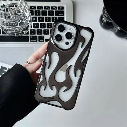 D Flame Hollow Slim Phone Case | Shockproof & Stylish for iPhone 14 PRO MAX & PLUS MODELS