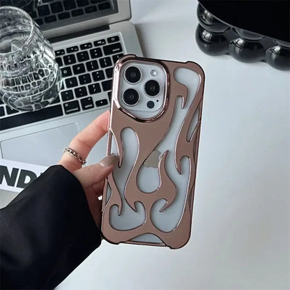 D Flame Hollow Slim Phone Case | Shockproof & Stylish for iPhone 14 PRO MAX & PLUS MODELS