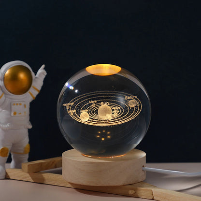 "3D Galaxy Crystal Ball Lamp – Planetary Projection Night Light with USB for Cozy Ambiance"