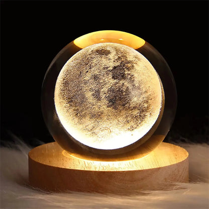 "3D Galaxy Crystal Ball Lamp – Planetary Projection Night Light with USB for Cozy Ambiance"