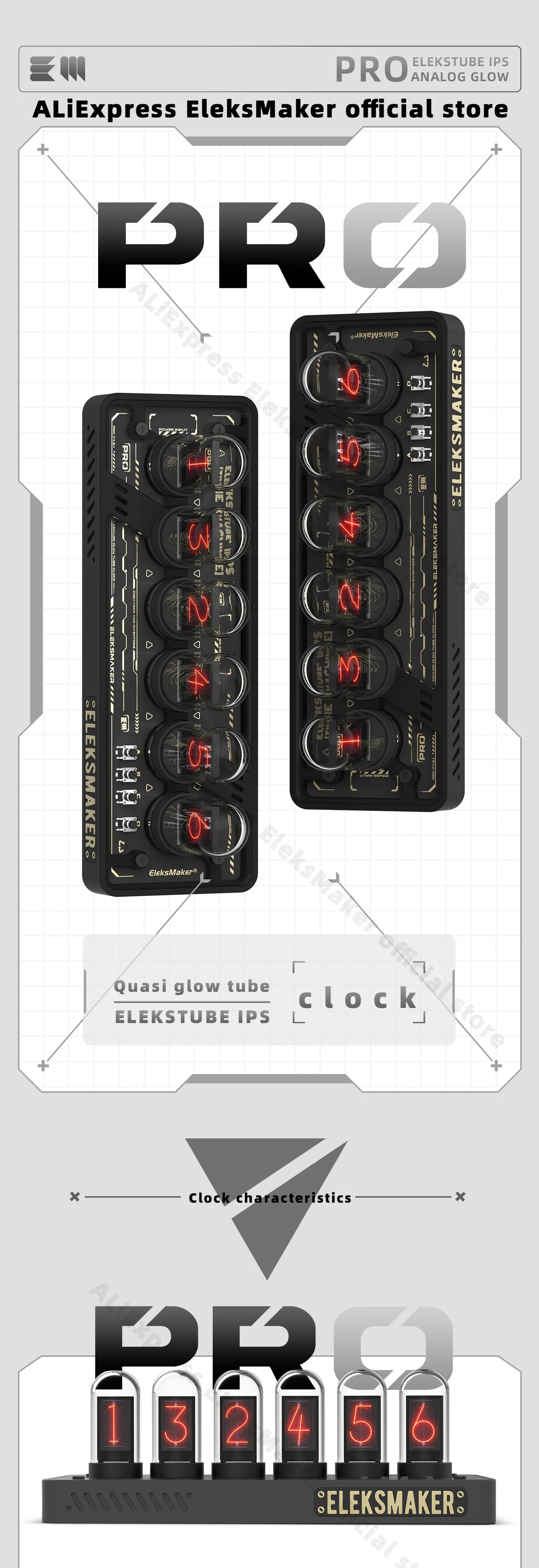 EleksMaker EleksTube IPS Retro Glow Nixie-Style Clock