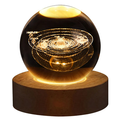 "3D Galaxy Crystal Ball Lamp – Planetary Projection Night Light with USB for Cozy Ambiance"