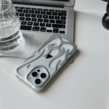 D Flame Hollow Slim Phone Case | Shockproof & Stylish for iPhone 14 PRO MAX & PLUS MODELS