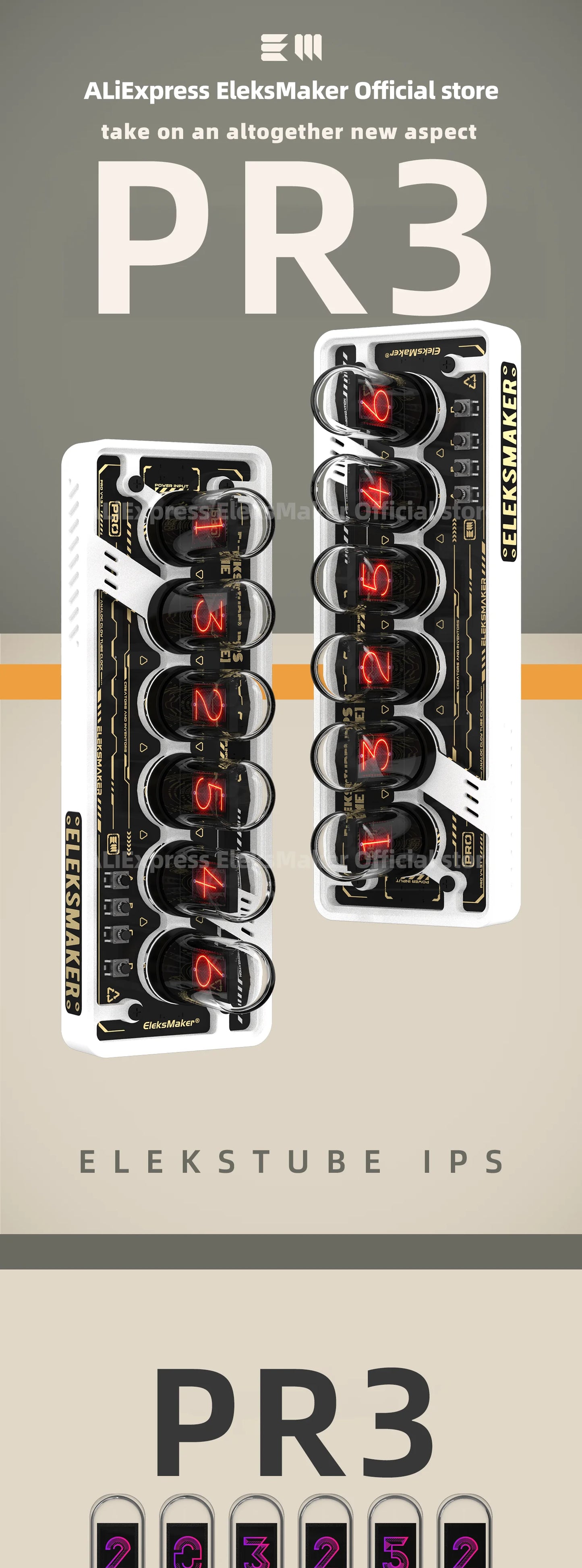 EleksMaker EleksTube IPS Retro Glow Nixie-Style Clock