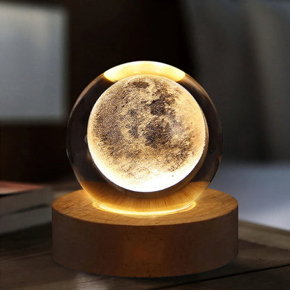 "3D Galaxy Crystal Ball Lamp – Planetary Projection Night Light with USB for Cozy Ambiance"