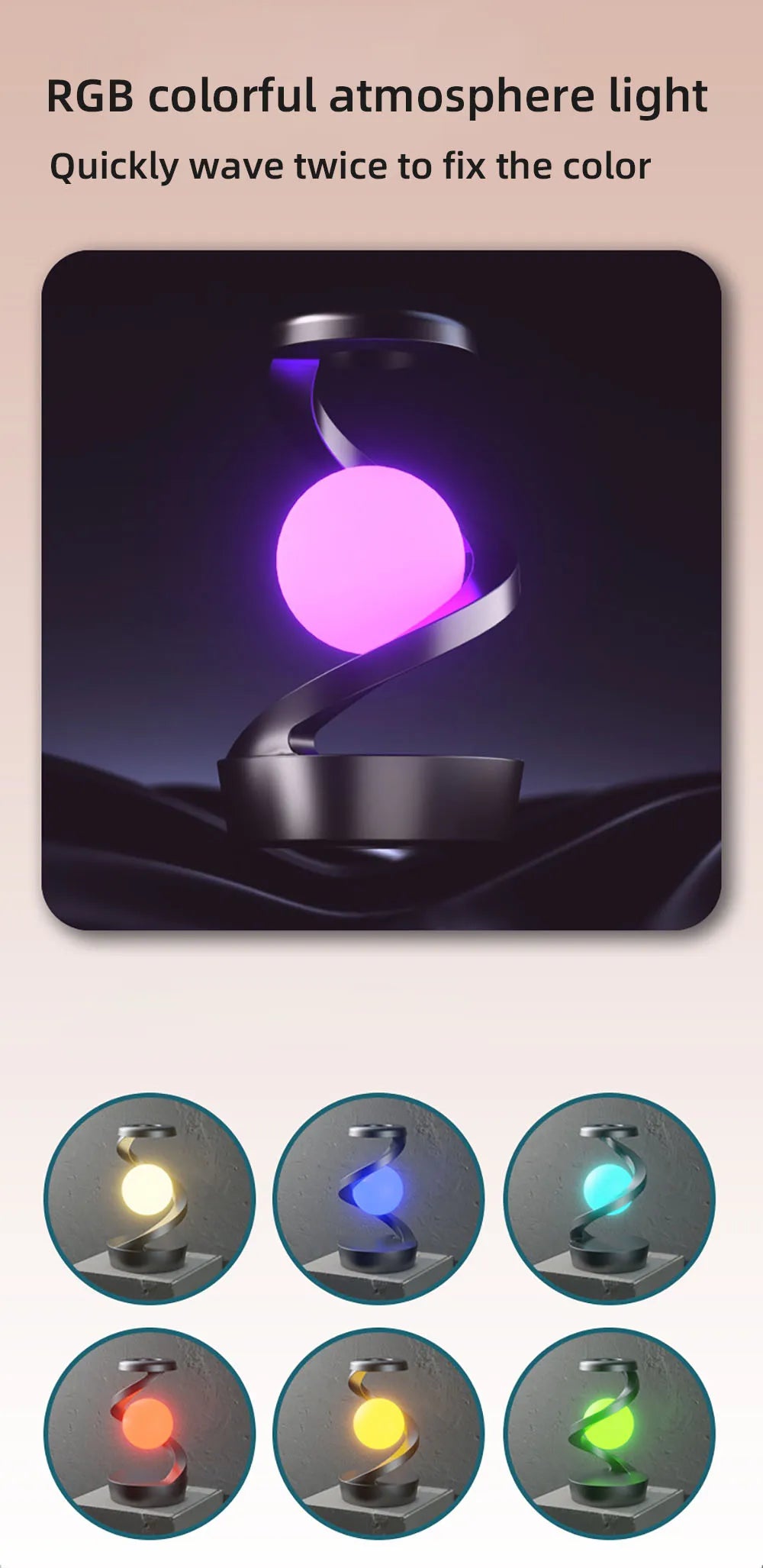 🌈 RGB Touch Atmosphere Lamp | Wireless Charging & Stylish Night Light