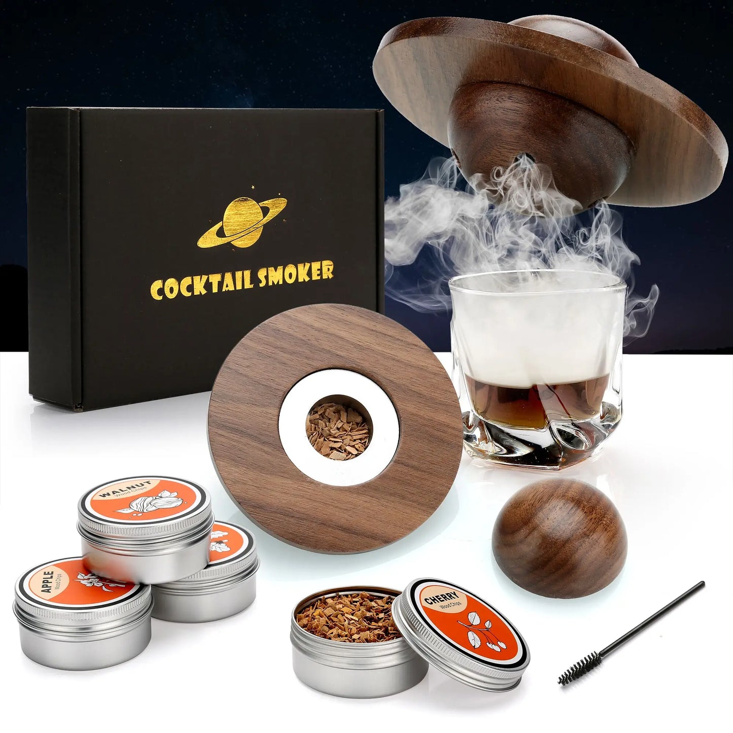 🔥 Glass Top Cocktail Smoker Kit | Whiskey & Drink Infusion Set