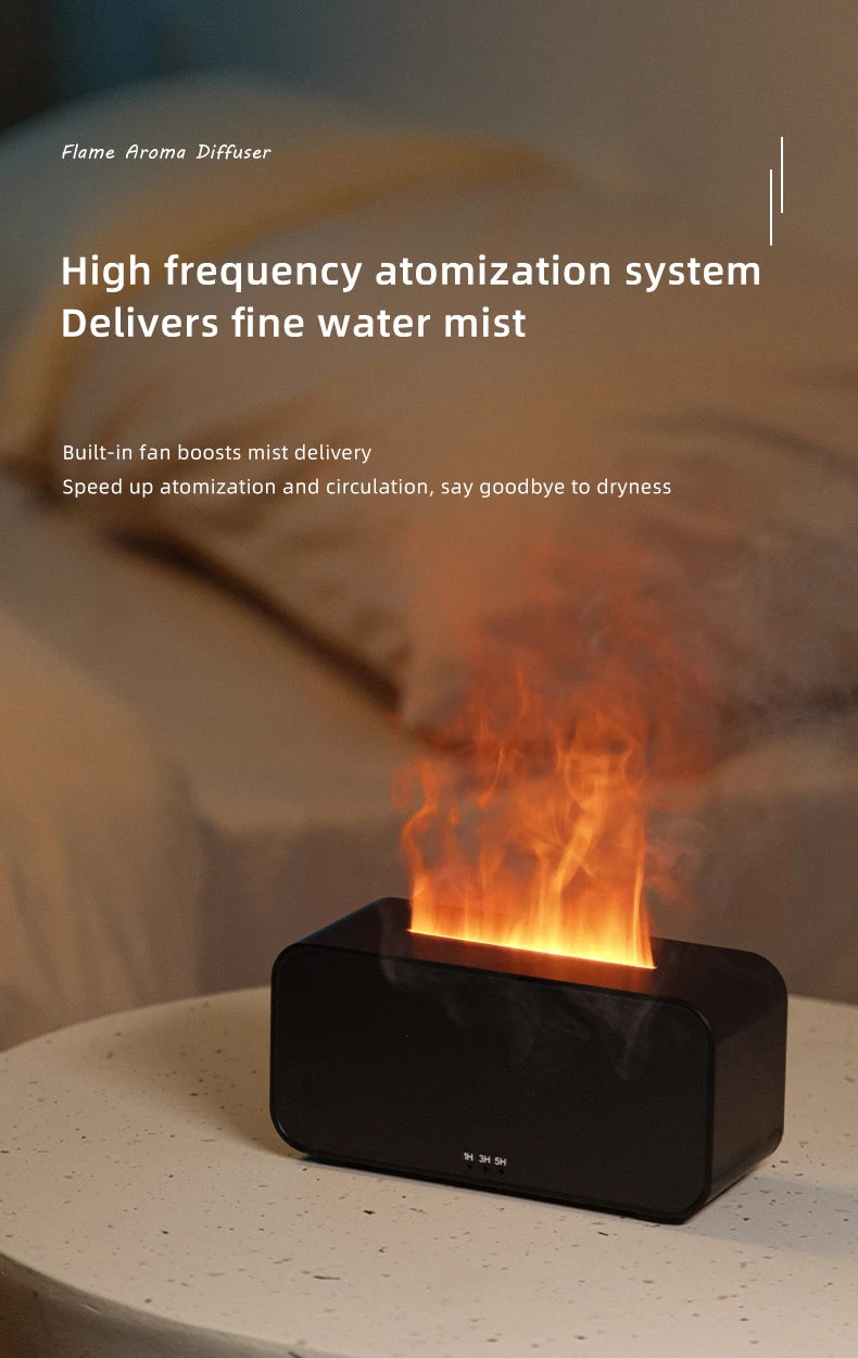 FlameGlow LED Aromatherapy Humidifier – Mini Air Diffuser with Colorful Lights & Timer